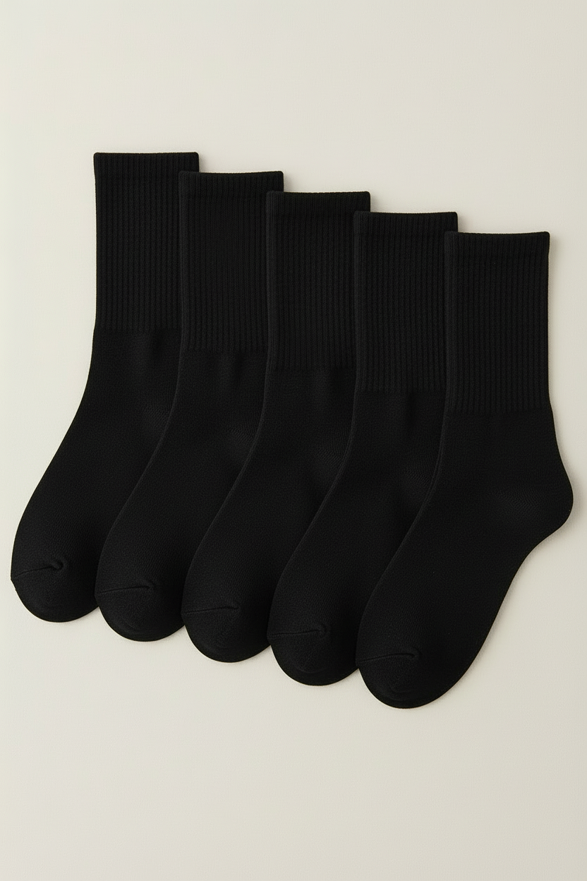 Sockelle Black Crew Cotton Socks – Soft, Breathable Everyday Comfort