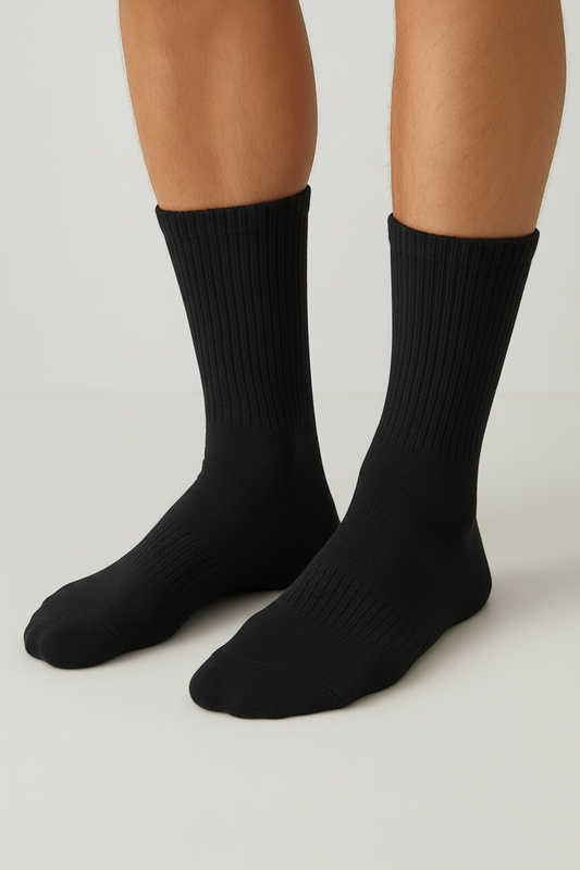 Sockelle Black Crew Cotton Socks – Soft, Breathable Everyday Comfort
