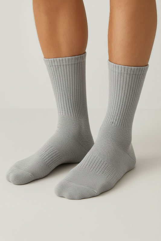 Sockelle Crew Cotton Socks – Soft, Breathable Everyday Comfort- gray