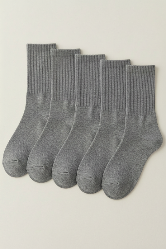 Sockelle Crew Cotton Socks – Soft, Breathable Everyday Comfort- gray